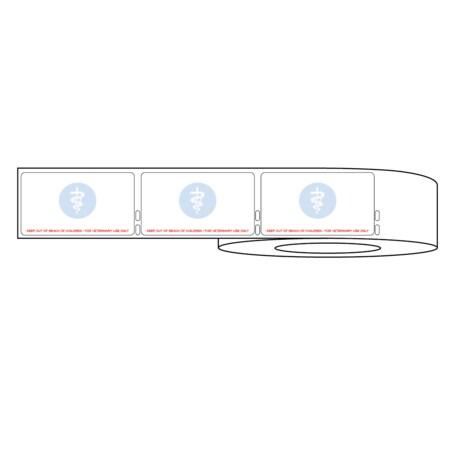 Nevs Dymo Label w/Catuceus & Warning 3-1/2" x 1-15/16" White w/Blue & Red, LA-DYM-1040 LA-DYM-1040
